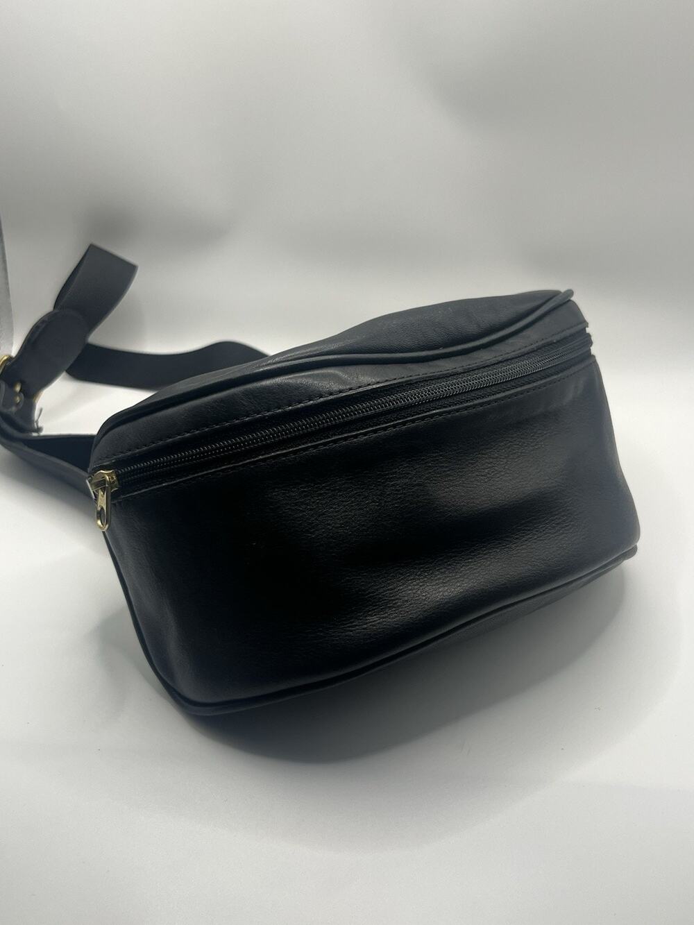 Coach Vintage Canteen Waist Pouch 0515 Black M/L Leather Belt Bag 90's USA